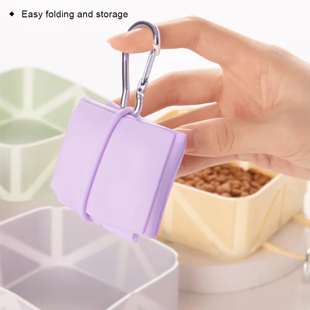 2-Pack Pink Portable Silicone Pet Travel Bowl - Foldable Outdoor Water & Food Dish for Dogs & Cats - Eco-Friendly, Lightweight & Durable with Aluminum Carabiner for Walking, Hiking & Camping