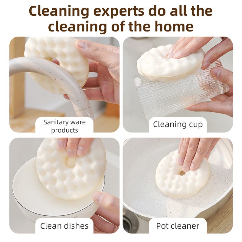 2 Suction Cups + 4 Honeycomb Kitchen Sponges Set - Dishwashing Cleaning Scrubbers