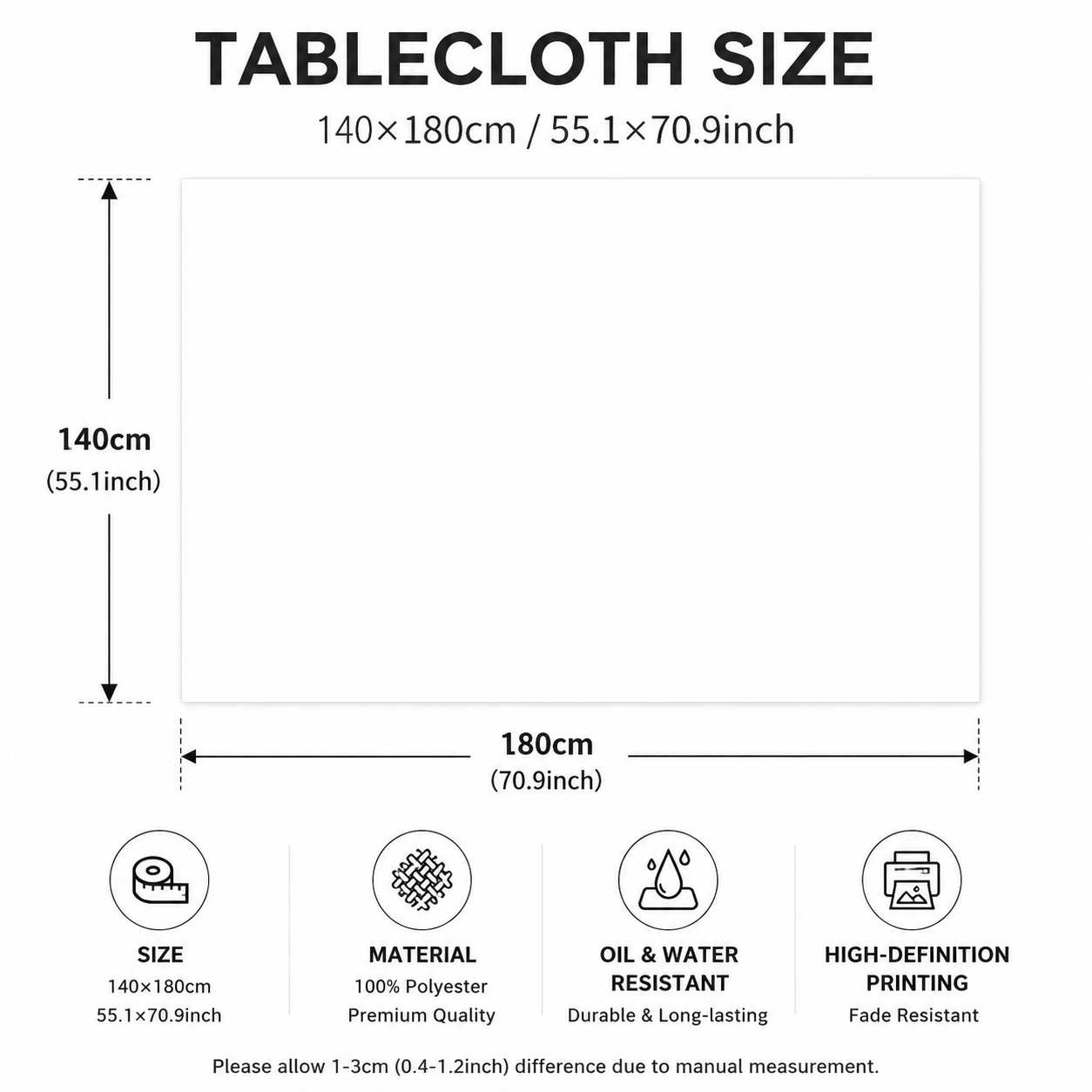 Christmas Waterproof Tablecloth (Christmas Collection Edition)140 x 180cm Festive Holiday Dining Table Cover Oil-Resistant Wipe Clean Christmas Home Decoration