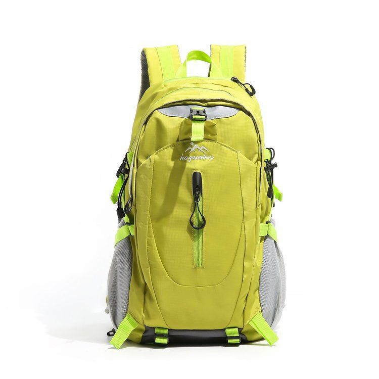 Fluorescent Green Hiking Backpack with 5 Carabiners Included – Lightweight Waterproof Outdoor Daypack for Men and Women, Breathable Cycling Hiking Trekking Camping Travel Backpack