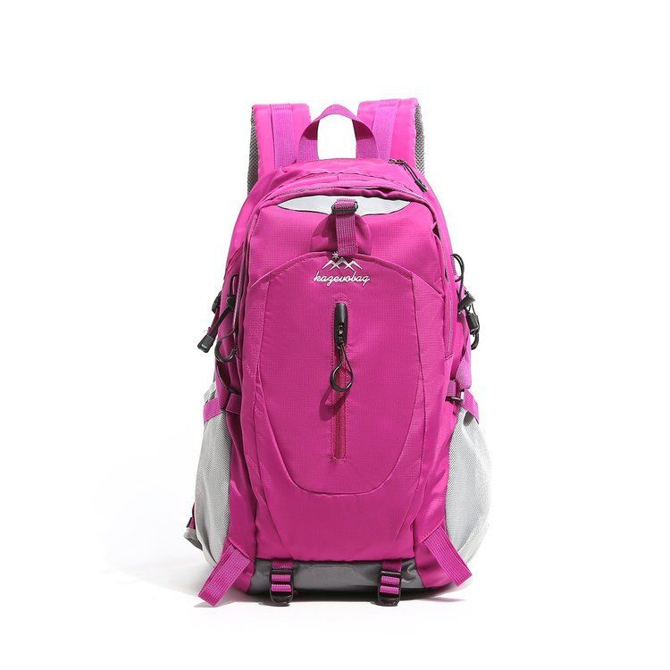 Rose Red Hiking Backpack with 5 Carabiners Included – Lightweight Waterproof Outdoor Daypack for Men and Women, Breathable Cycling Hiking Trekking Camping Travel Backpack