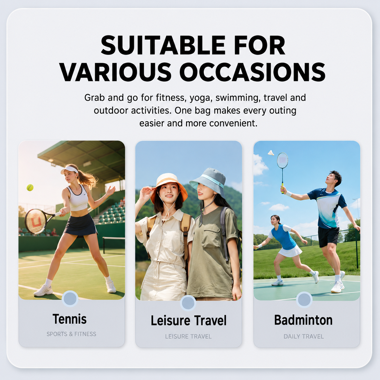 Green Sports Racket Backpack - Lightweight Casual Travel Bag with Separate Racket Compartment, Shoe Compartment, Bottle Pocket for Tennis, Badminton, Gym and Outdoor Use