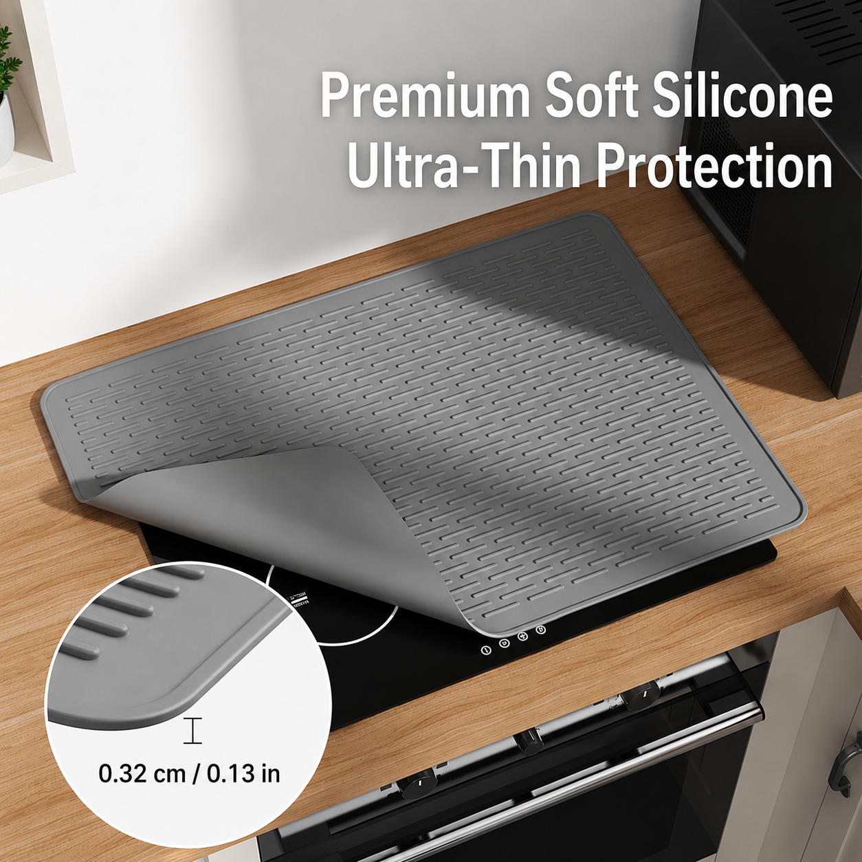 Gray Extra Large Silicone Countertop Protector & Dish Drying Mat - Dishwasher Safe ( 76x53cm)