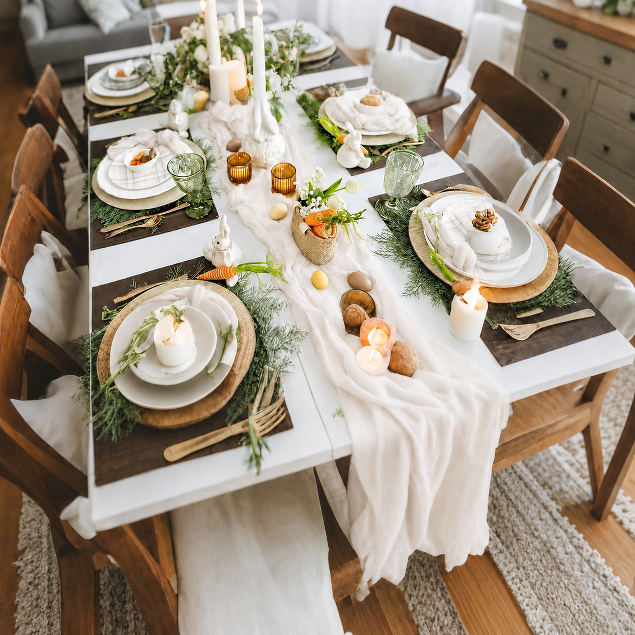 Table Runner - White 9.84ft Wrinkle Fabric Table Decor for Wedding, Party, Dessert Table and Event Decoration