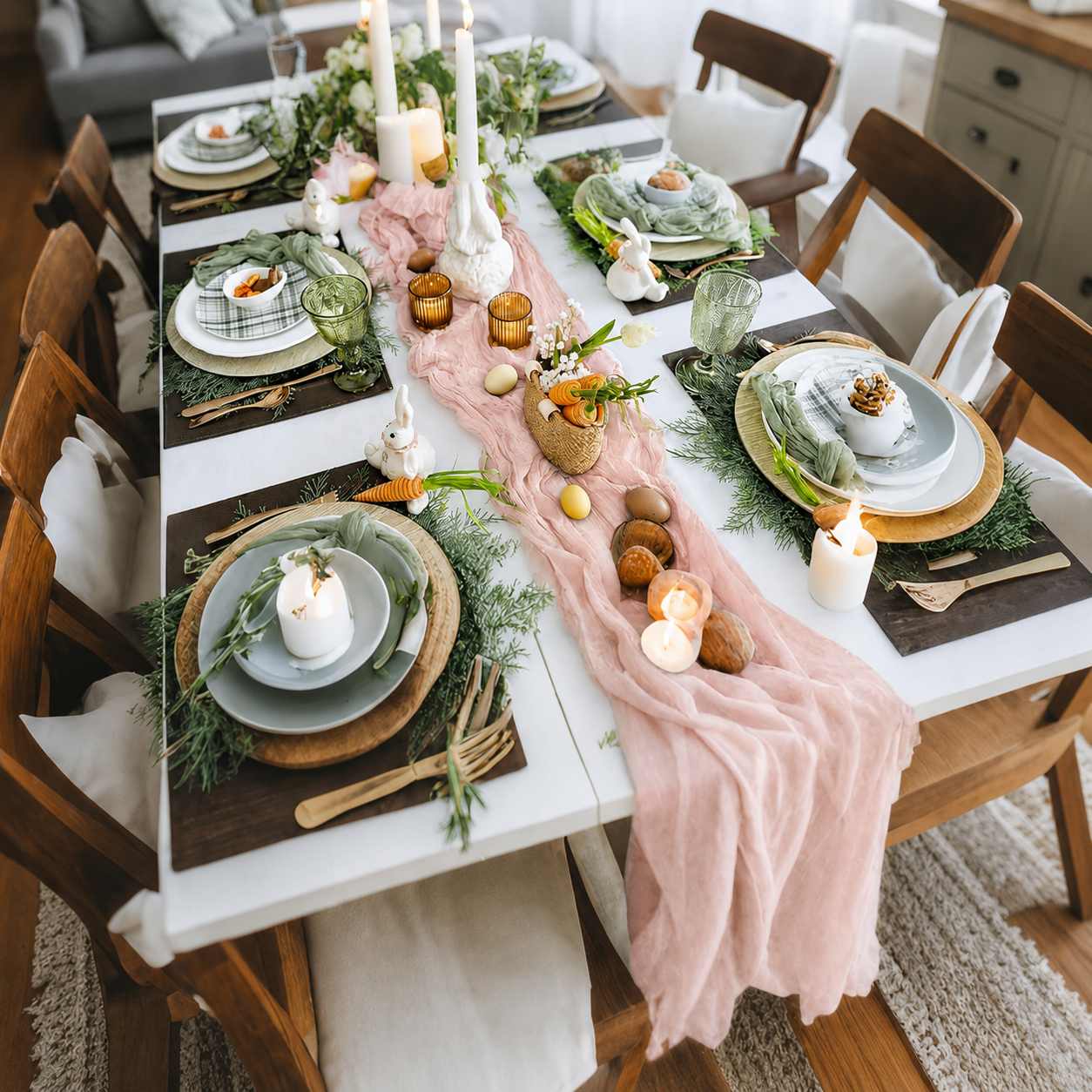 Table Runner - Pink 9.84ft Wrinkle Fabric Table Decor for Wedding, Party, Dessert Table and Event Decoration