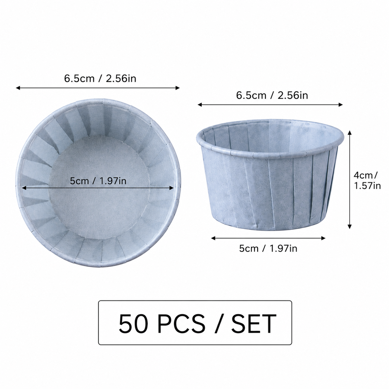Handheld Batter Dispenser - 900ml with 50 Blue Cupcake Liners for Baking, Cake Making and Dessert Preparation