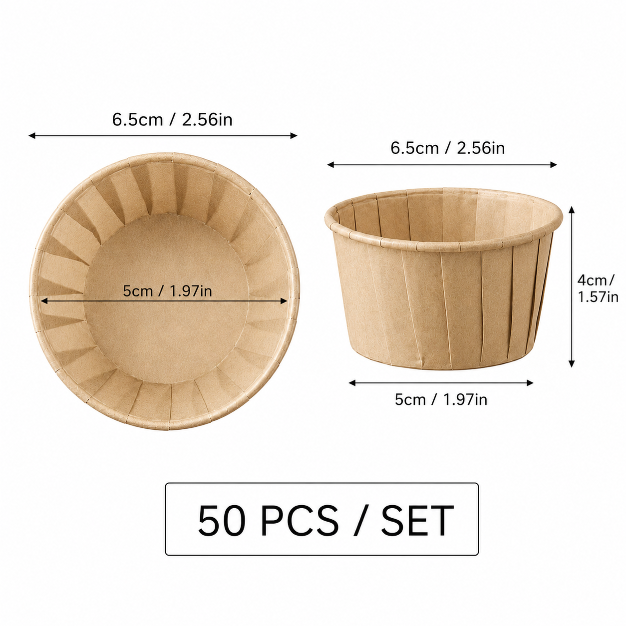 Handheld Batter Dispenser - 900ml with 50 Brown Cupcake Liners for Baking, Cake Making and Dessert Preparation