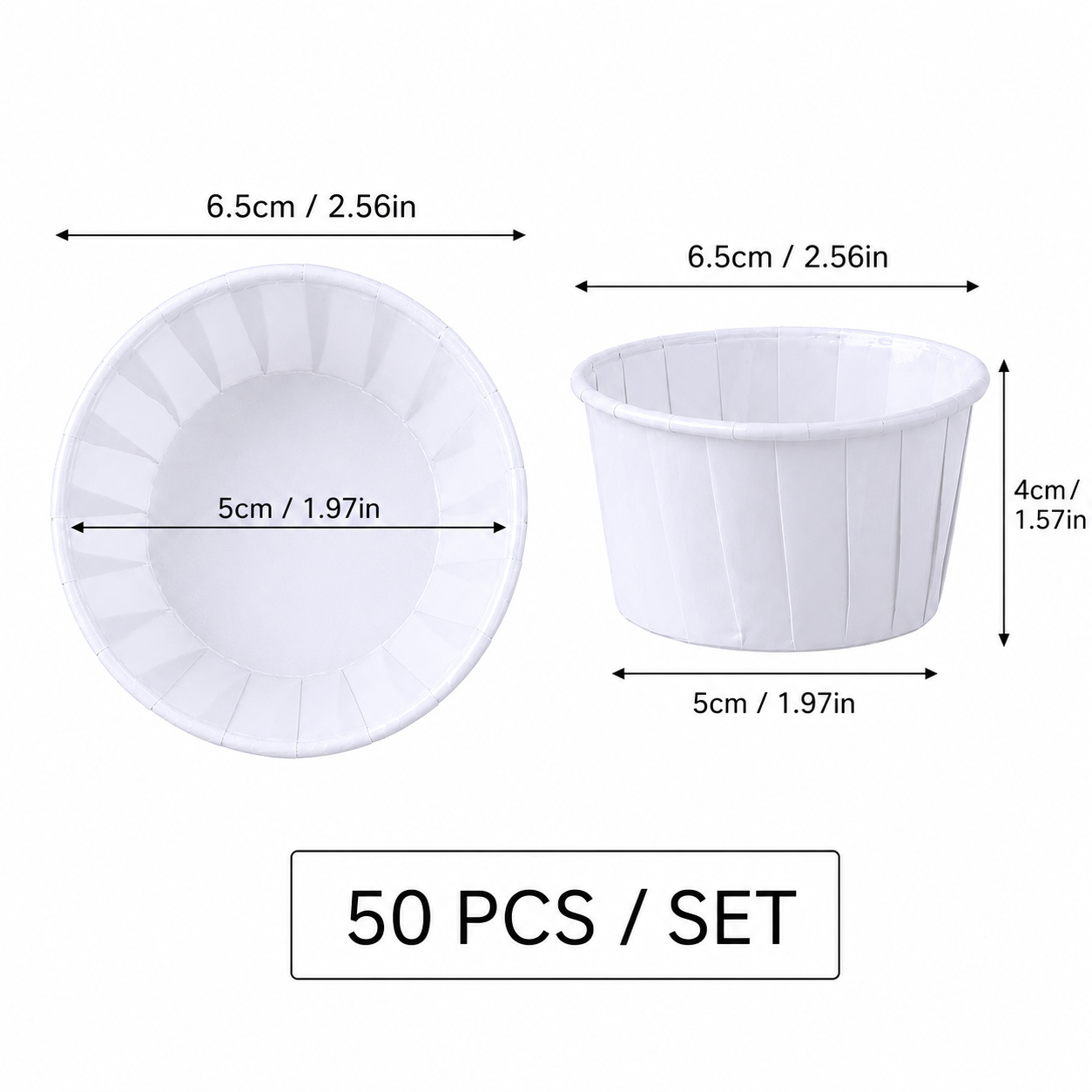 Handheld Batter Dispenser - 900ml with 50 White Cupcake Liners for Baking, Cake Making and Dessert Preparation