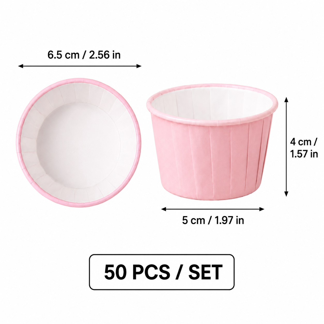 Pink 50Pcs Cupcake Baking Cups 2.56in Greaseproof Paper Liners for Muffins Cupcakes Air Fryer and Dessert Baking, Disposable Fluted Baking Cups for Home Kitchen Use