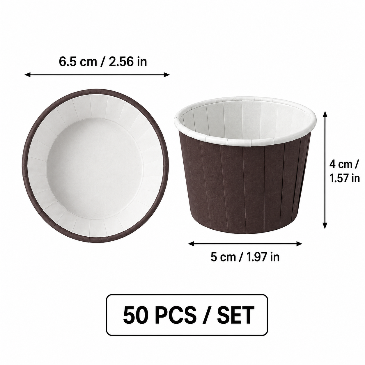 Dark Brown 50Pcs Cupcake Baking Cups 2.56in Greaseproof Paper Liners for Muffins Cupcakes Air Fryer and Dessert Baking, Disposable Fluted Baking Cups for Home Kitchen Use