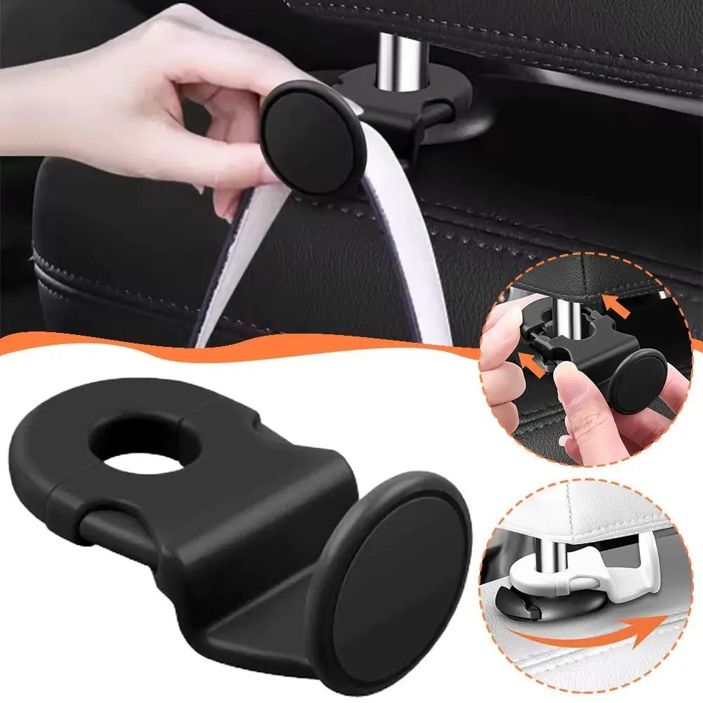 Brown Car Headrest Hooks, 4 Pack ABS Seat Back Hangers for Bags, Umbrellas, and Groceries
