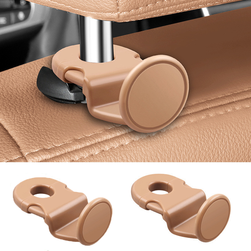 Apricot Car Headrest Hooks, 4 Pack ABS Seat Back Hangers for Bags, Umbrellas, and Groceries