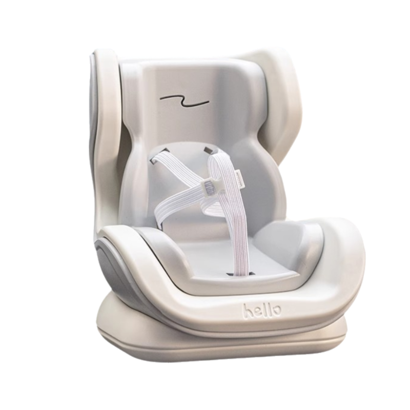 Gray Mini Doll Safety Seat with Magnetic Base, Car Dashboard Plush Toy Holder Decoration