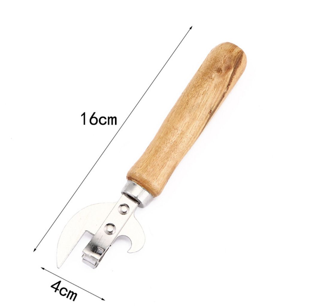 3 in 1 Stainless Steel Bottle Opener with Wood Handle (3 Pack) - Wine Corkscrew, Beer Cap and Can Opener, Compact Bar Tool for Kitchen Picnics and Hospitality