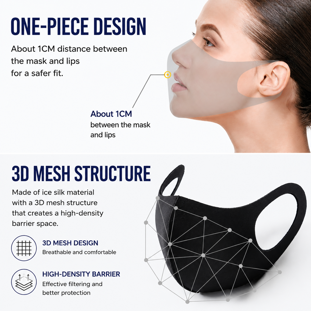 Summer Reusable Ice Silk Cooling Face Mask - Breathable 3D Mesh Design with Lip Space, Dust & Haze Protective in Pink 6 Pack