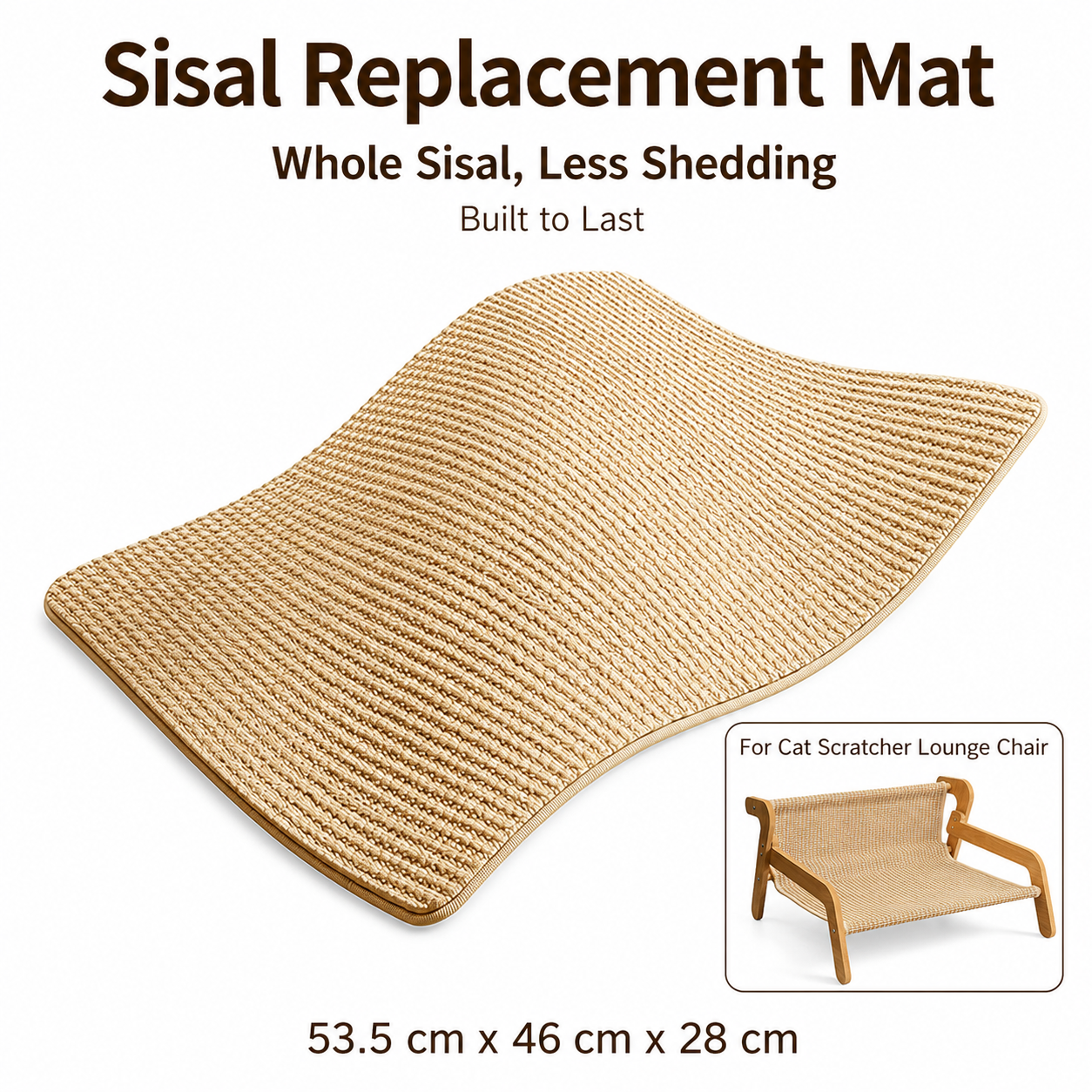 Replacement Mat for Sisal Lounge - Breathable Large Elevated Cat Scratcher Sofa Bed and Durable Scratch Board for Indoor Cats and Furniture Protection