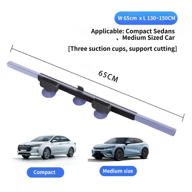 Retractable Car Windscreen Sun Shade with Suction Cup  - Auto Roll Up Heat Reflective Aluminium Film Curtain, Cut to Fit for Universal Vehicles 65 x 130 / 150 cm