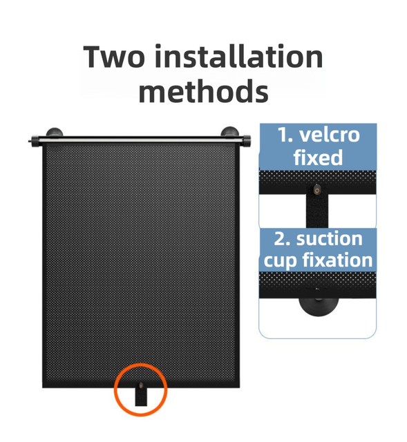 1 Pair Retractable Car Side Window Sun Shade (45 x 50CM) - 6 Layer Vinyl Insulation Reflective Roller Blinds, One Click Auto Rewind, One-Way Privacy, Universal Suction Cup & Velcro Fit