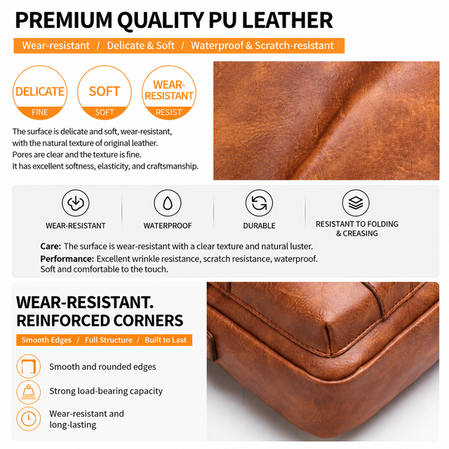 4PCS Brown Retro Business Casual Bag Set with Soft PU Leather Messenger Bag, Handbag, Long & Short Wallet - Large Capacity Multi Compartments and Structured Shape for 8" Ipad Phone Umbrella Cup