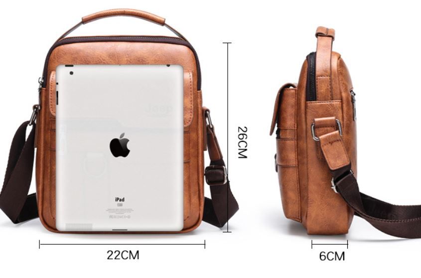 4PCS Brown Retro Business Casual Bag Set with Soft PU Leather Messenger Bag, Handbag, Long & Short Wallet - Large Capacity Multi Compartments and Structured Shape for 8" Ipad Phone Umbrella Cup
