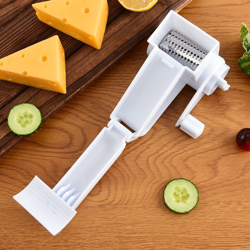 Rotary Cheese Grater with 3 Stainless Steel Blades and Safe Top Pressing Cover - Manual Hand Crank Shredder, Stable and Effortless for Cheese Vegetables & Kitchen Mutifunctional Use (Boxed)