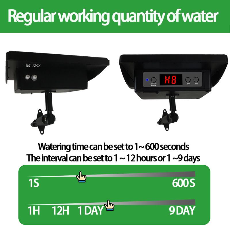 Solar Powered Automatic Irrigation System with Digital Control Panel & Timer - Weatherproof Durable Drip and Sprinkler Watering Tool Kit for Indoor and Outdoor Use