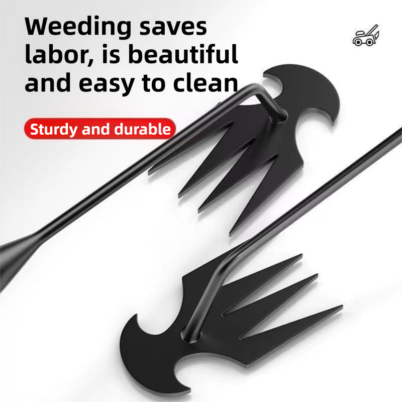 50CM Multifunction Garden Weeding Hoe Tool - Heavy Duty Manganese Steel Root Weeder Hand Hoe Rake with Ergonomic Handle and Double-Ended Hooked Claw Design