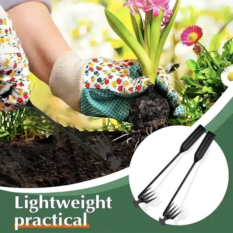 50CM Multifunction Garden Weeding Hoe Tool - Heavy Duty Manganese Steel Root Weeder Hand Hoe Rake with Ergonomic Handle and Double-Ended Hooked Claw Design