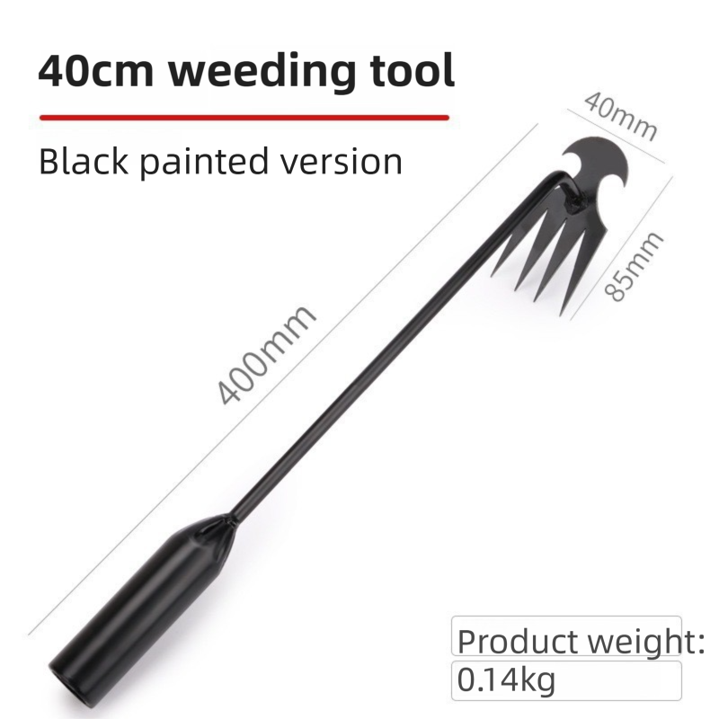 40CM Multifunction Garden Weeding Hoe Tool 2 Pack - Heavy Duty Manganese Steel Root Weeder Hand Hoe Rake with Ergonomic Handle and Double-Ended Hooked Claw Design