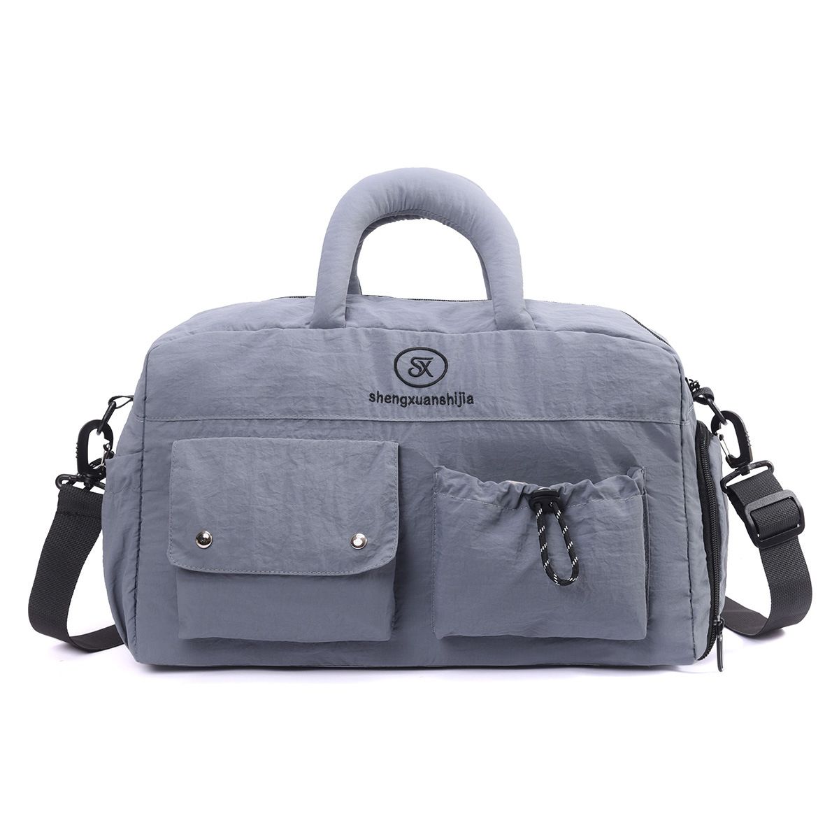 Blue Large Capacity Waterproof Travel Duffel Bag with Shoe Compartment & Padded Sponge Handles - Lightweight Muti Pockets Gym Crossbody Bag and Airplane Carry On Tote, 44 x 25 x 23CM