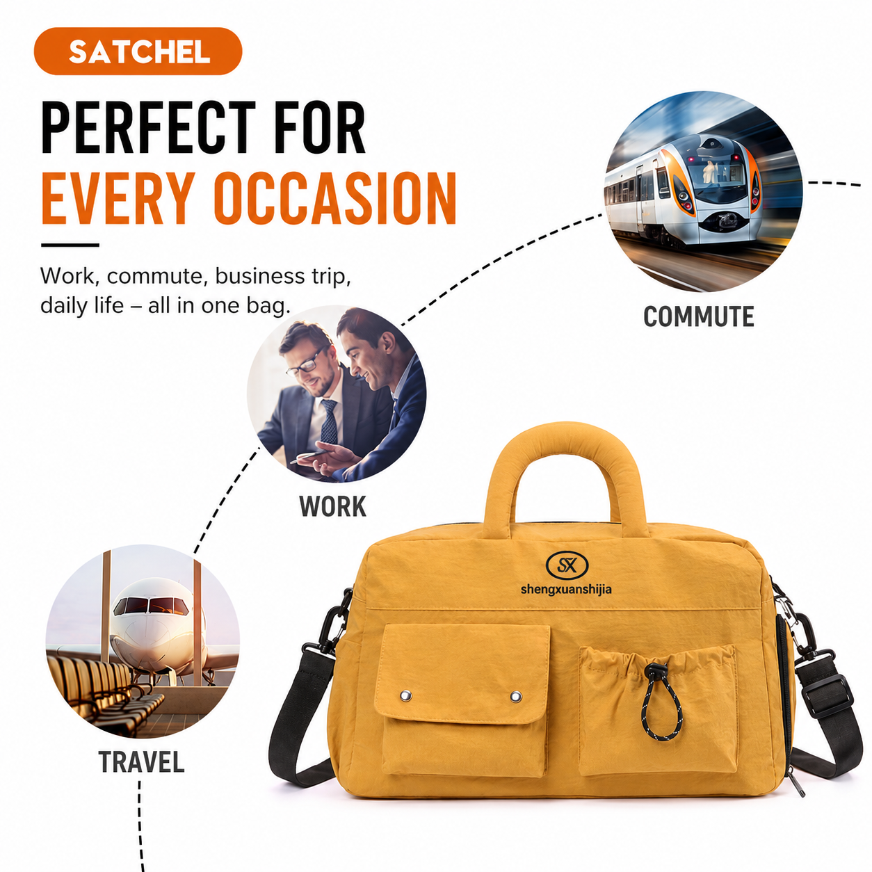 Blue Large Capacity Waterproof Travel Duffel Bag with Shoe Compartment & Padded Sponge Handles - Lightweight Muti Pockets Gym Crossbody Bag and Airplane Carry On Tote, 44 x 25 x 23CM
