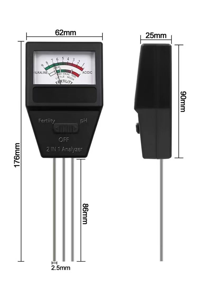 2-in-1 Soil pH and Fertility Tester (2 Pack) - Dual Mode Plant Garden Soil Sensor Meter, Battery-Free Plug and Play