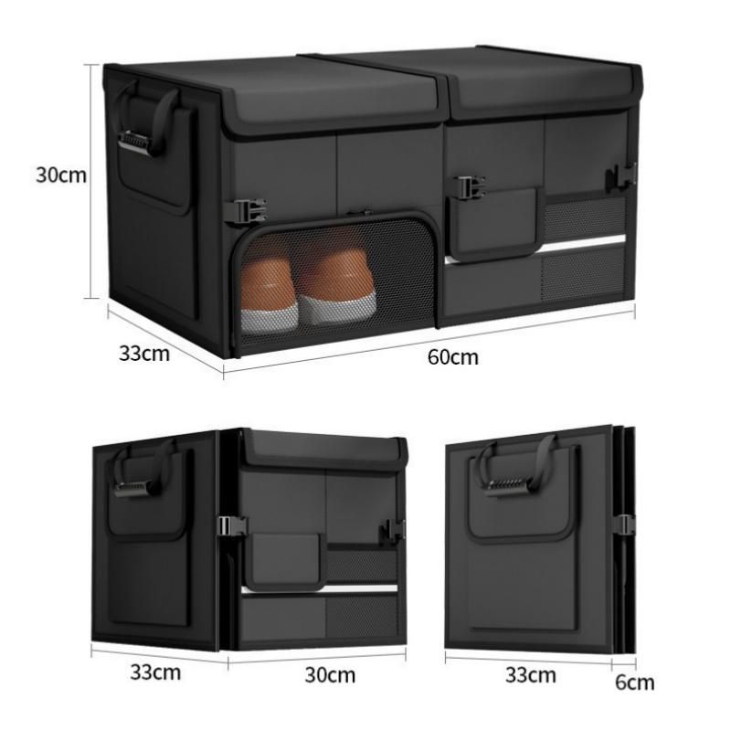 White Car Boot Organiser - Foldable Waterproof Large Capacity Trunk Storage Box, Space Saving Vehicle Cargo Storage for Groceries, Tools and Travel Essentials