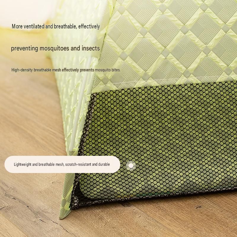 Green 48x42x40cm Summer Pet Cooling Tent Bed - Semi Enclosed Cat Dog House with Waterproof Oxford Fabric, Breathable Mesh, Fiberglass Frame, Non Slip Base