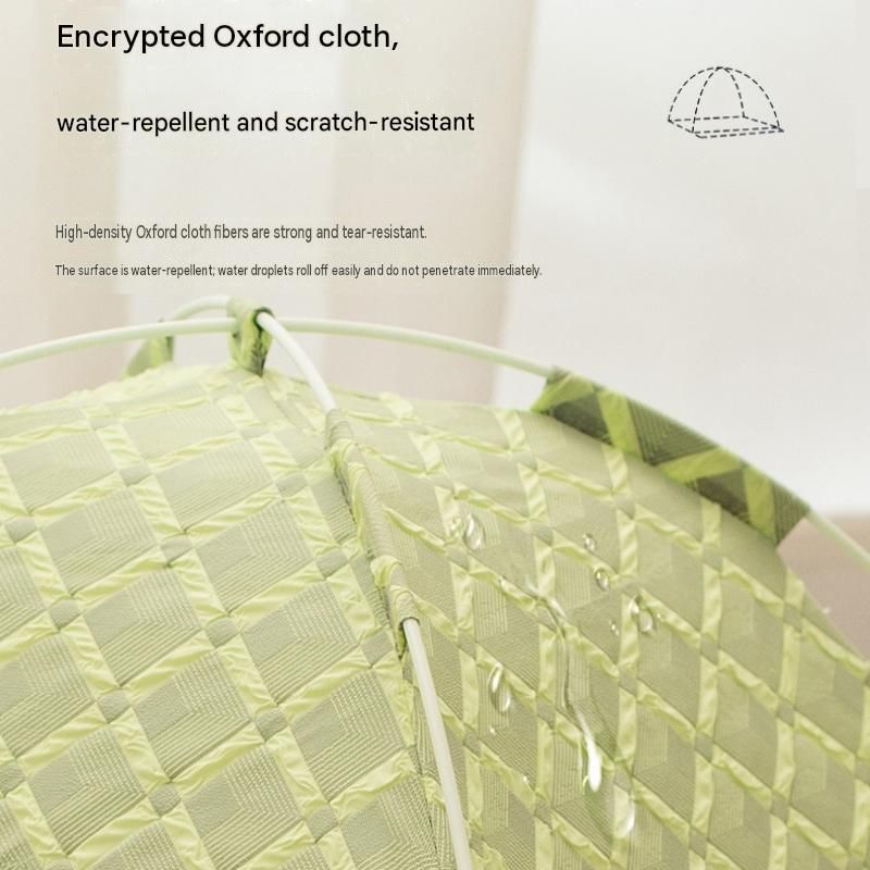 Grey 48x42x40cm Summer Pet Cooling Tent Bed - Semi Enclosed Cat Dog House with Waterproof Oxford Fabric, Breathable Mesh, Fiberglass Frame, Non Slip Base