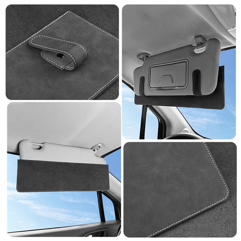 Whitish-gray Car Sun Visor Extension Panel 38cm x 11.8cm - Glare Reduction, Easy Clip-On Installation, Universal Fit for Cars and SUVs