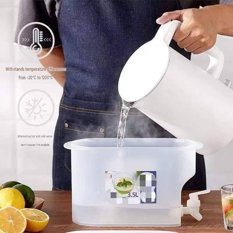 White 3.5L Large Capacity Refrigerator-Friendly Drink Dispenser with Leakproof Tap - BPA-Free Plastic Cold Beverage Jug for Fruit Infused Water, Iced Tea and Party Serving