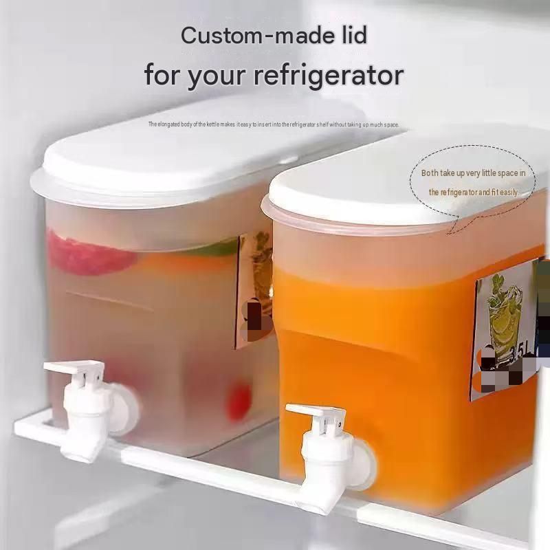 White 3.5L Large Capacity Refrigerator-Friendly Drink Dispenser with Leakproof Tap - BPA-Free Plastic Cold Beverage Jug for Fruit Infused Water, Iced Tea and Party Serving