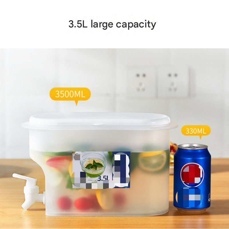 White 3.5L Large Capacity Refrigerator-Friendly Drink Dispenser with Leakproof Tap - BPA-Free Plastic Cold Beverage Jug for Fruit Infused Water, Iced Tea and Party Serving
