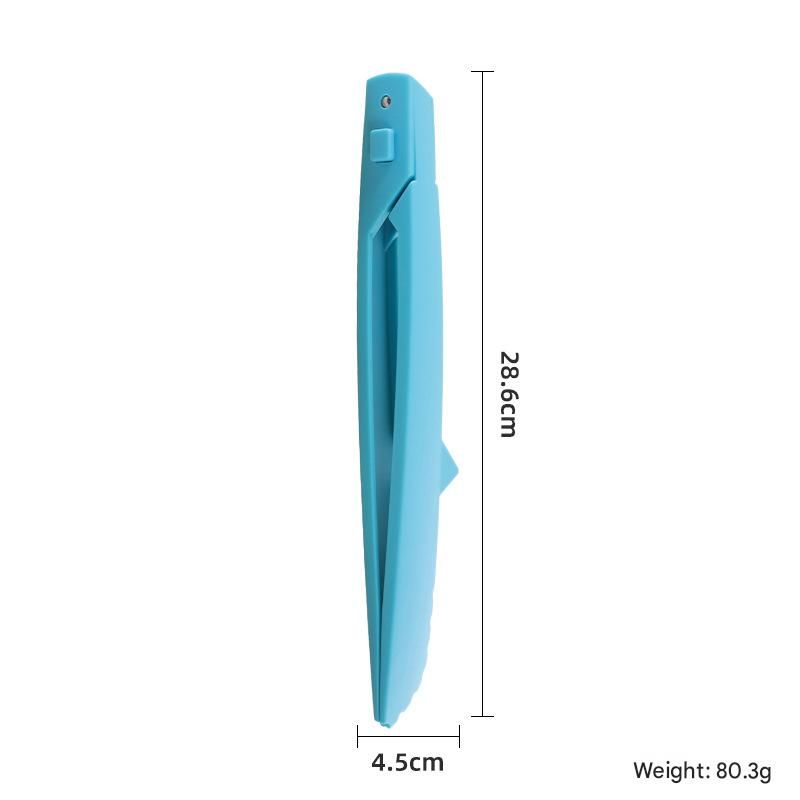 Blue Foldable Nylon Kitchen Tongs - Self-Standing Design with Serrated Grip and Locking Clip - Heat Resistant Food Serving Tool for BBQ, Pasta, Salad and Baking