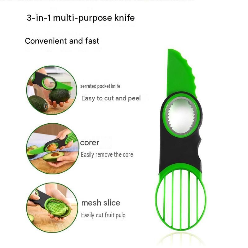3 in 1 Avocado Slicer and Pitter - ABS Fruit Cutter for Cutting, Pitting and Slicing Avocado and Kiwifruit, Multi Purpose Kitchen Prep Tool