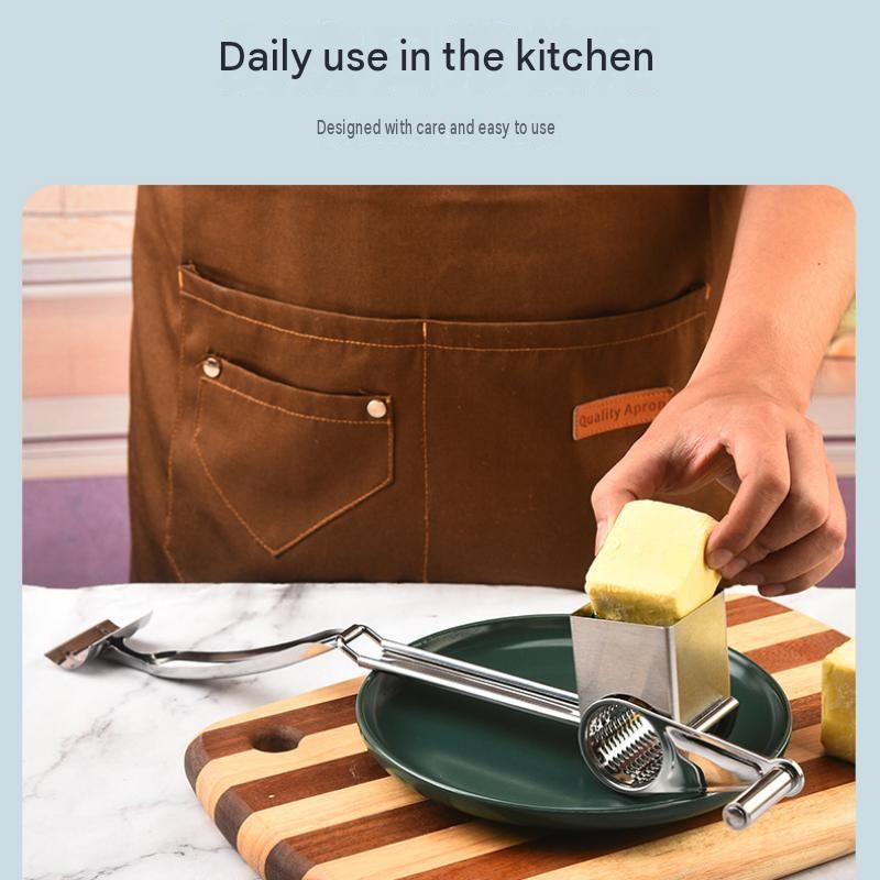 9-10 hole planer grater Stainless Steel Hand Crank Cheese Grater - Rotary Drum Shredder for Cheese, Chocolate and Butter - Ergonomic Handle Kitchen Gadget for Home Cooking and Baking