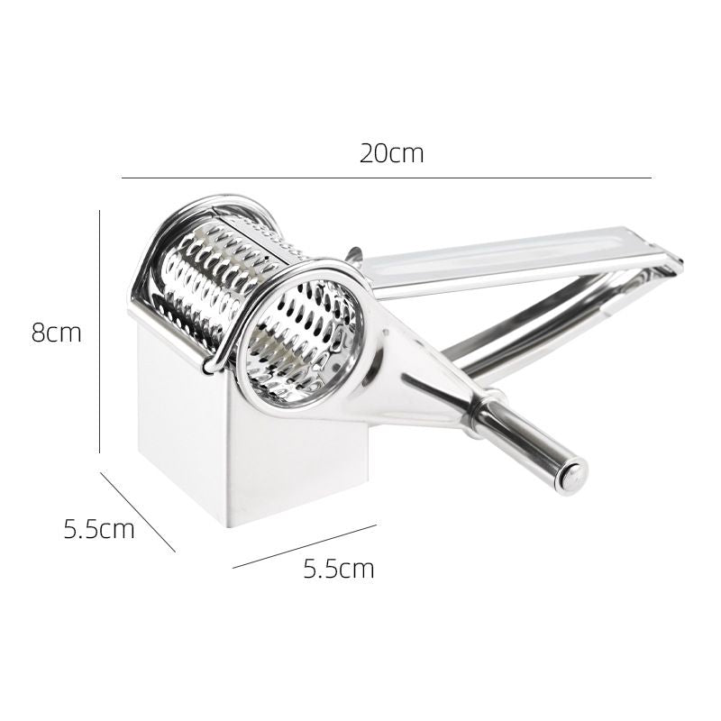 3-4 hole grater planer Stainless Steel Hand Crank Cheese Grater - Rotary Drum Shredder for Cheese, Chocolate and Butter - Ergonomic Handle Kitchen Gadget for Home Cooking and Baking