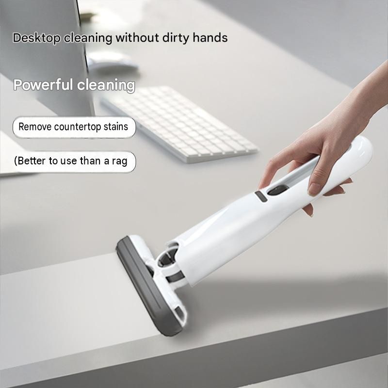 Mini Handheld Foldable Mop WIth ABS Handle and 1 Sponge Head- Hand-Free Squeeze Design -   Compact Desktop Cleaner for Kitchen and Bathroom