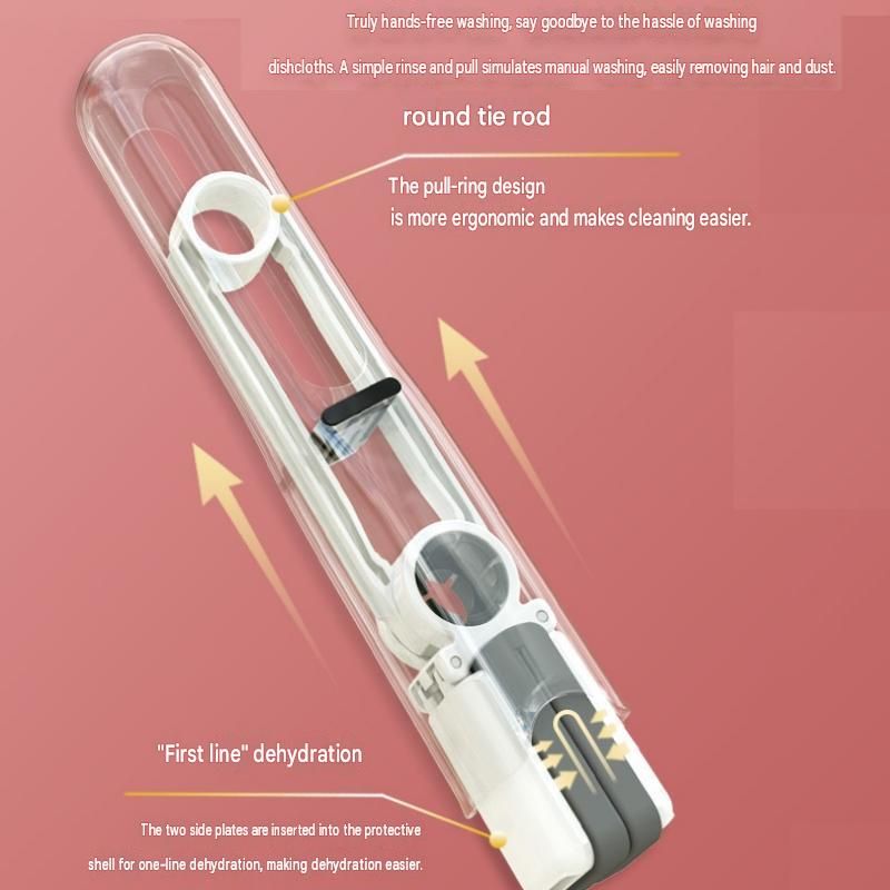 Mini Handheld Foldable Mop WIth ABS Handle and 2 Sponge Head- Hand-Free Squeeze Design -   Compact Desktop Cleaner for Kitchen and Bathroom