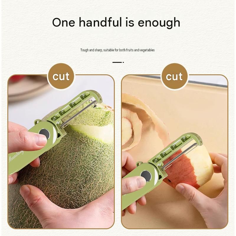 Yellow Portable Folding Fruit Peeler - Stainless Steel Blade, ABS and PP Handle - Compact 9cm Design, Travel Friendly Kitchen Tool for Camping and Home Use
