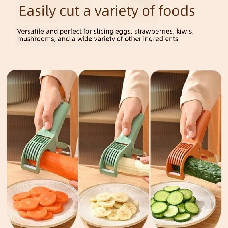 Home Fruit & Vegetable Peeling and Slicing Prep Set-White Folding Peeler and Red Fruit Slicer - Portable Stainless Steel Kitchen Tools for Camping, Home Use, and Travel