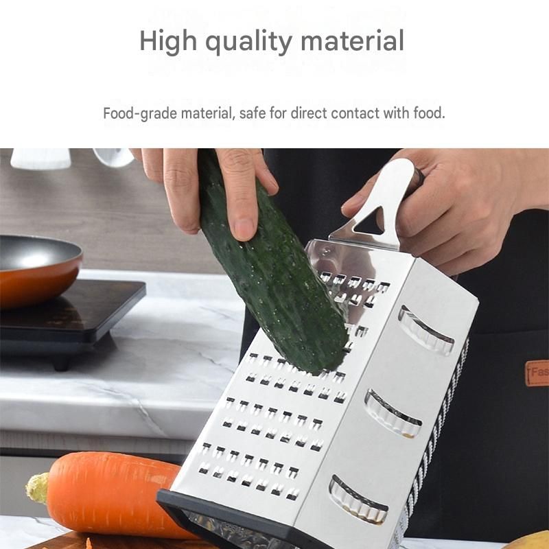 Multifunctional Six-Sided Box Vertical grater - Hollow tubular handle - Stainless Steel Kitchen Tool with Non-Slip Base  for Vegetables, Cheese, and Potatoes