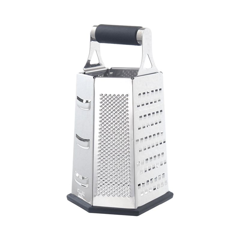 Multifunctional Six-Sided Box Vertical grater- TPR-sleeved handle - Stainless Steel Kitchen Tool with Non-Slip Base  for Vegetables, Cheese, and Potatoes