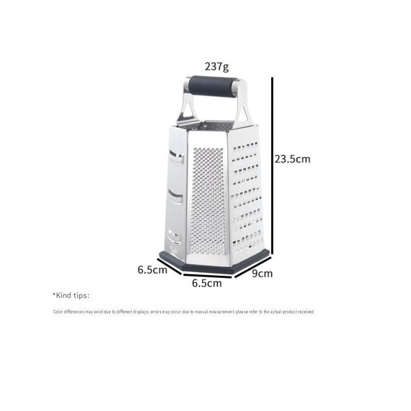 Multifunctional Six-Sided Box Vertical grater- TPR-sleeved handle - Stainless Steel Kitchen Tool with Non-Slip Base  for Vegetables, Cheese, and Potatoes